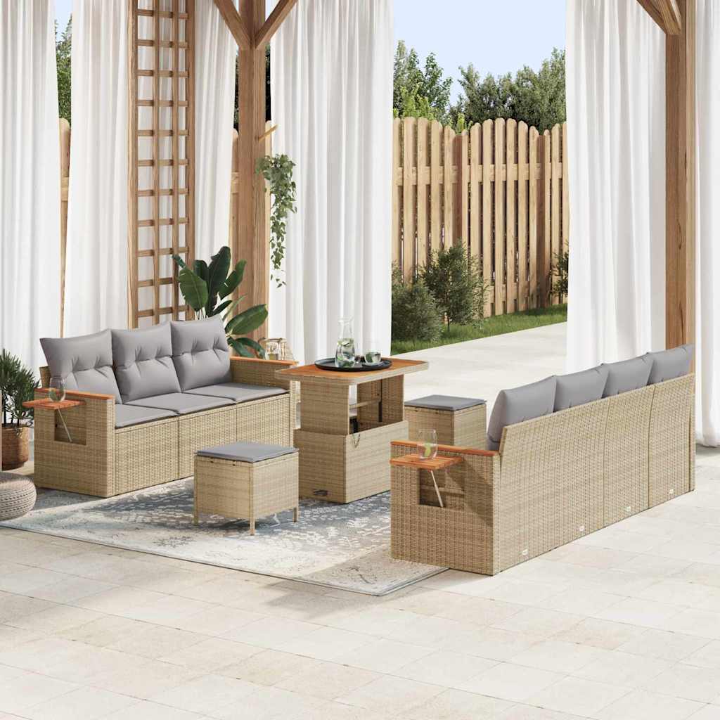 vidaXL Gartensofa-set mit Kissen 10 pcs Schwarz