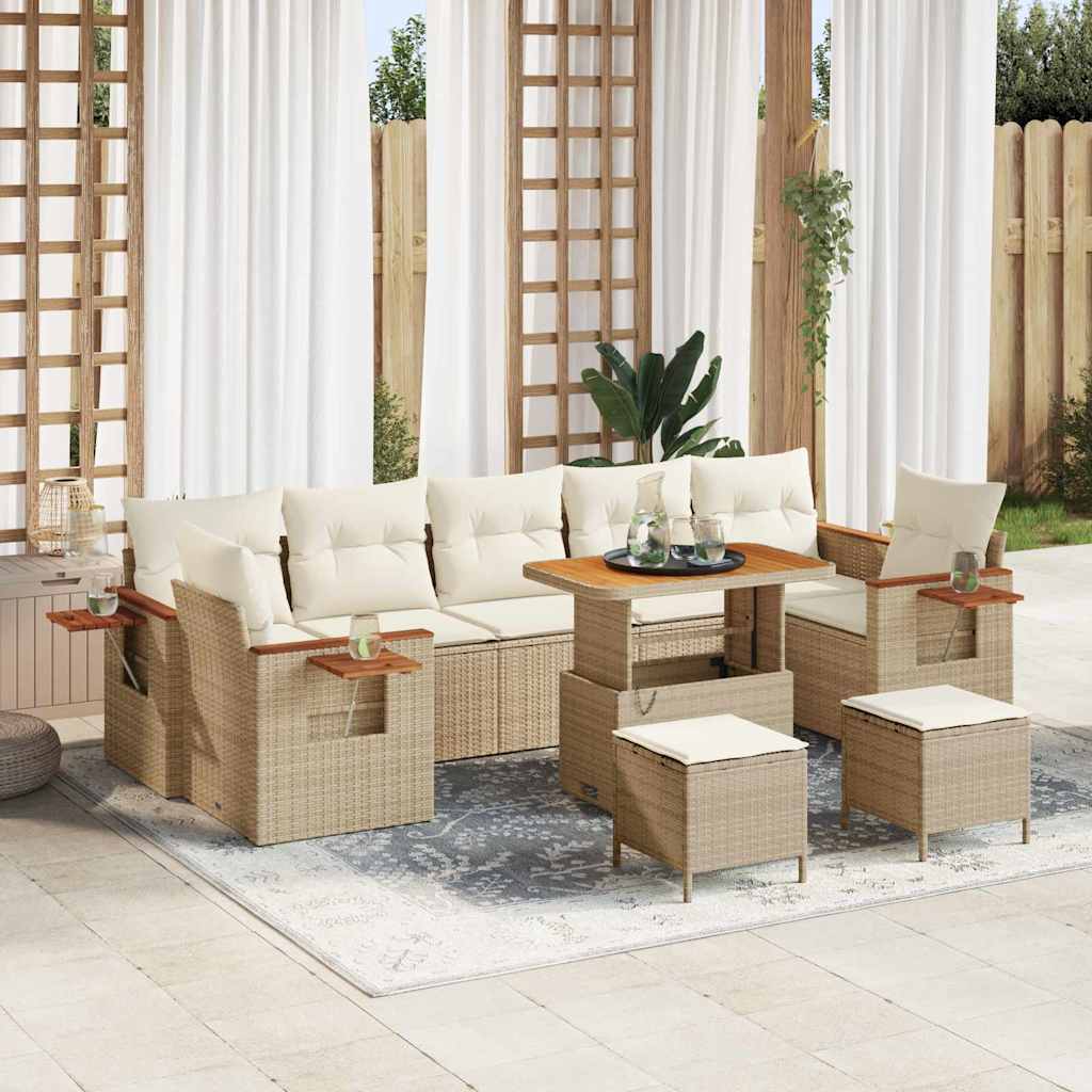 vidaXL Gartensofa-set mit Kissen 10 pcs Schwarz