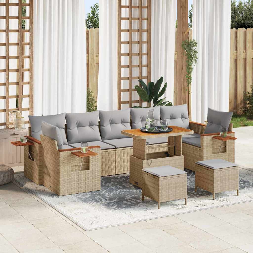vidaXL Gartensofa-set mit Kissen 10 pcs Schwarz