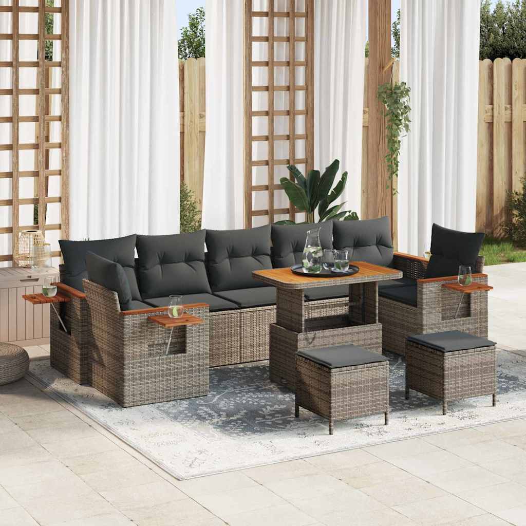 vidaXL Gartensofa-set mit Kissen 10 pcs Schwarz