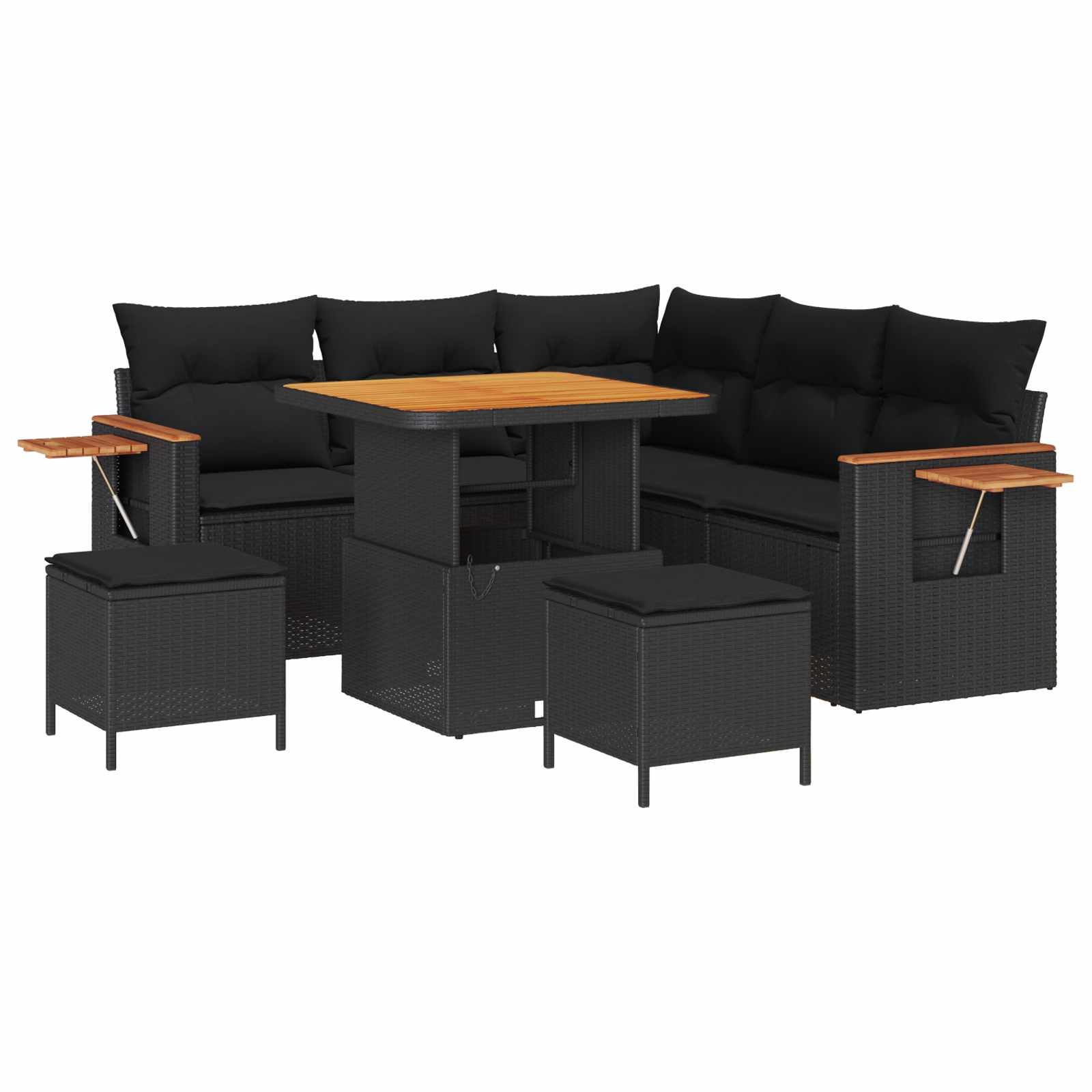 vidaXL Garten-Sofa-Set mit Kissen 8 pcs Schwarz