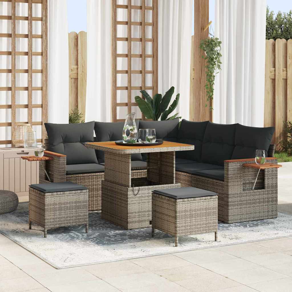 vidaXL Garten-Sofa-Set mit Kissen 8 pcs Schwarz