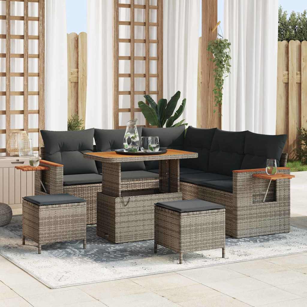 vidaXL Garten-Sofa-Set mit Kissen 8 pcs Schwarz