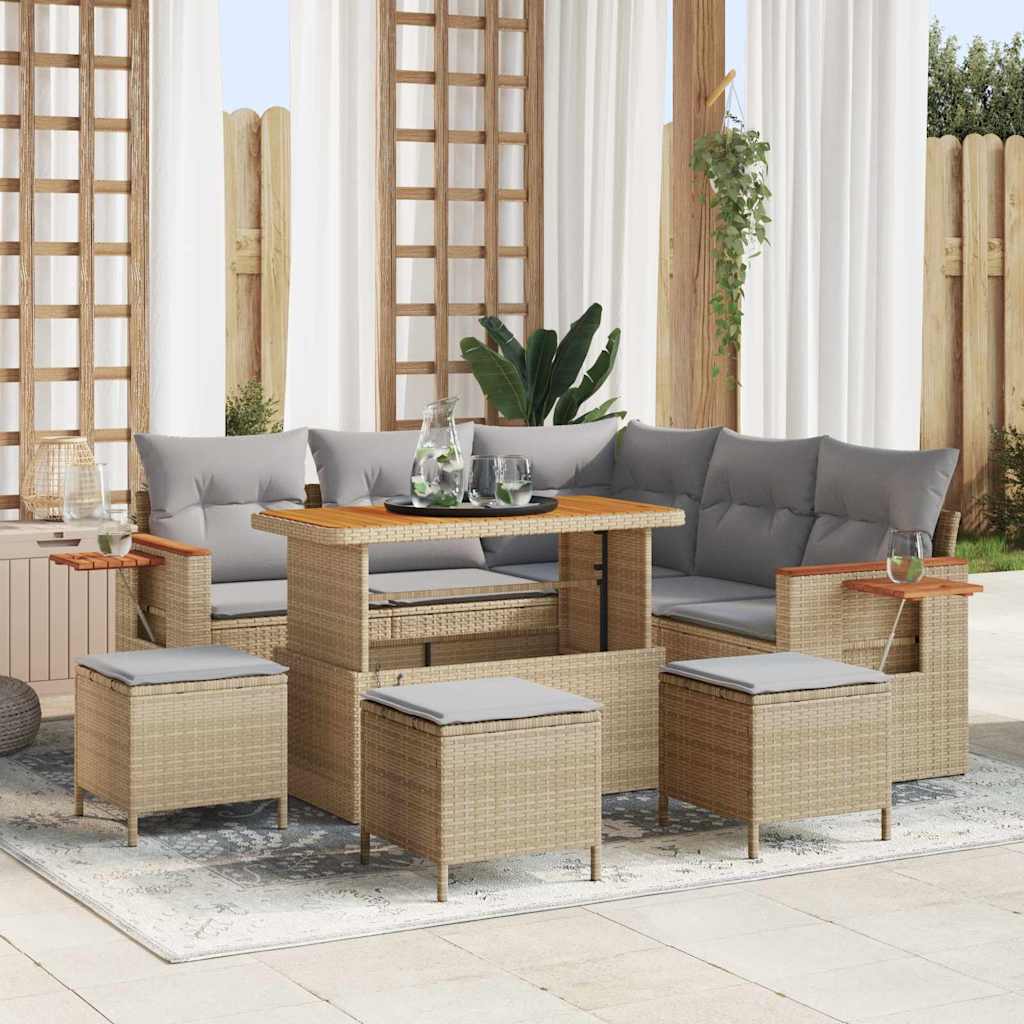 vidaXL Garten-Sofa-Set mit Kissen 8 pcs Schwarz