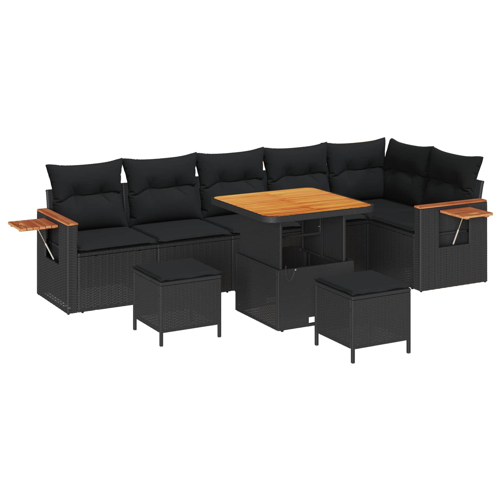 vidaXL Gartensofa-set mit Kissen 9 pcs Schwarz