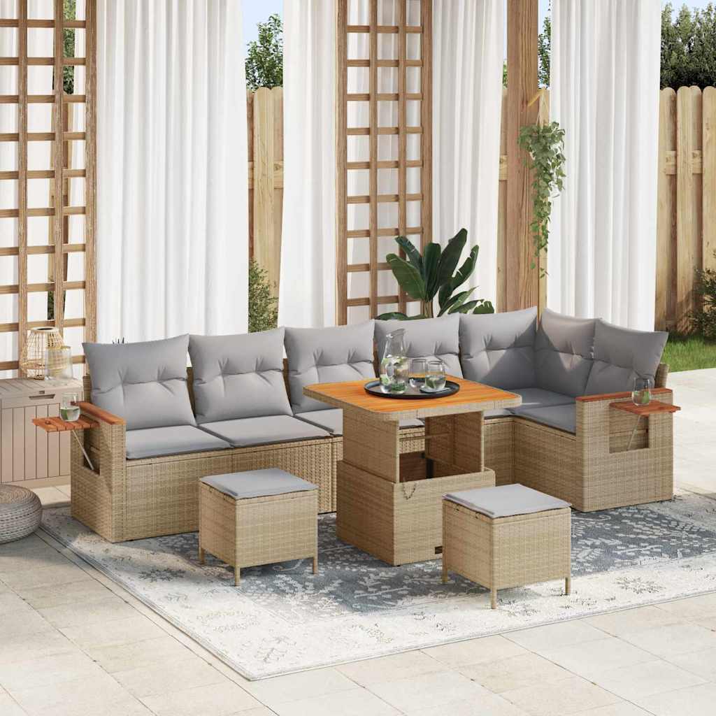 vidaXL Gartensofa-set mit Kissen 9 pcs Schwarz