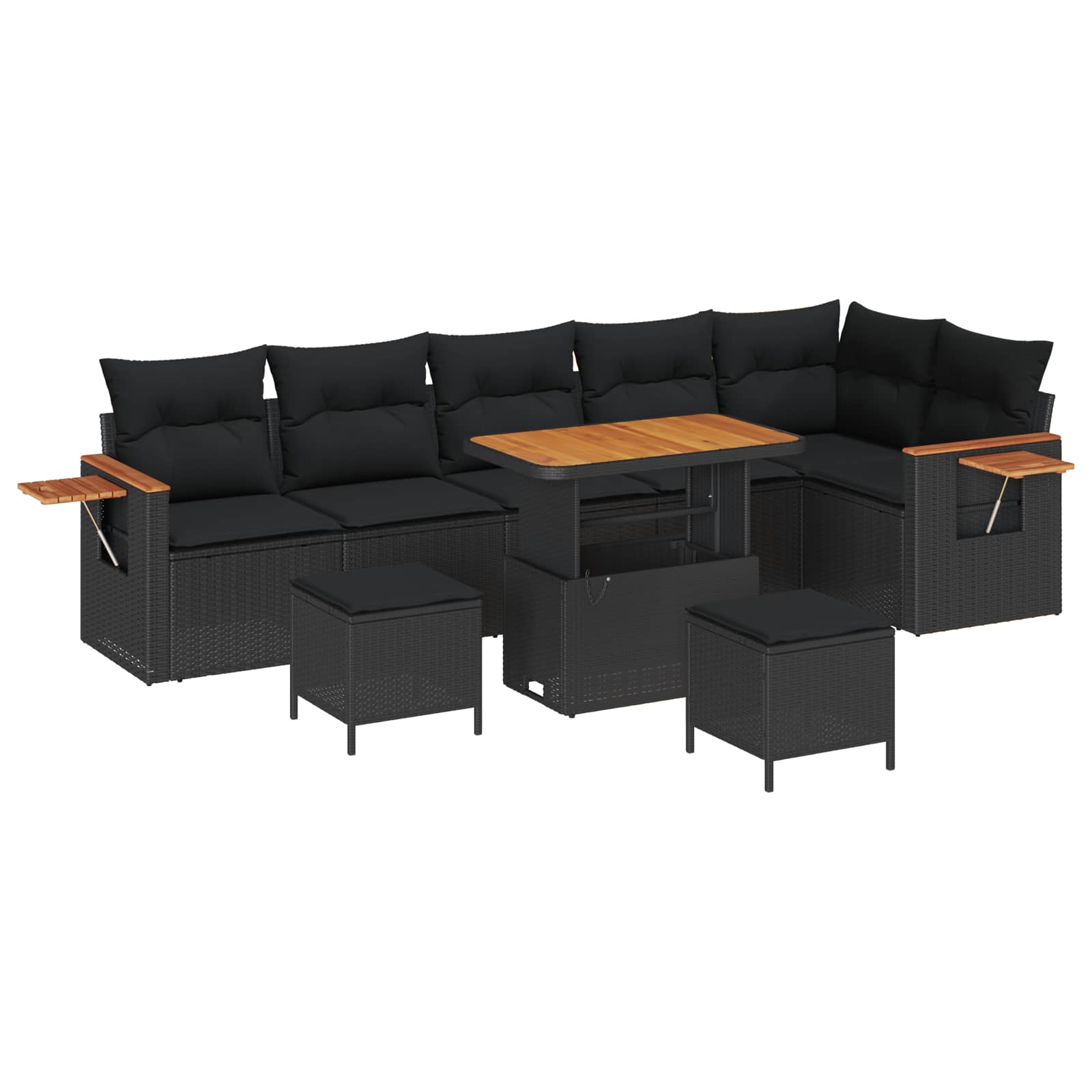 vidaXL Gartensofa-set mit Kissen 9 pcs Schwarz