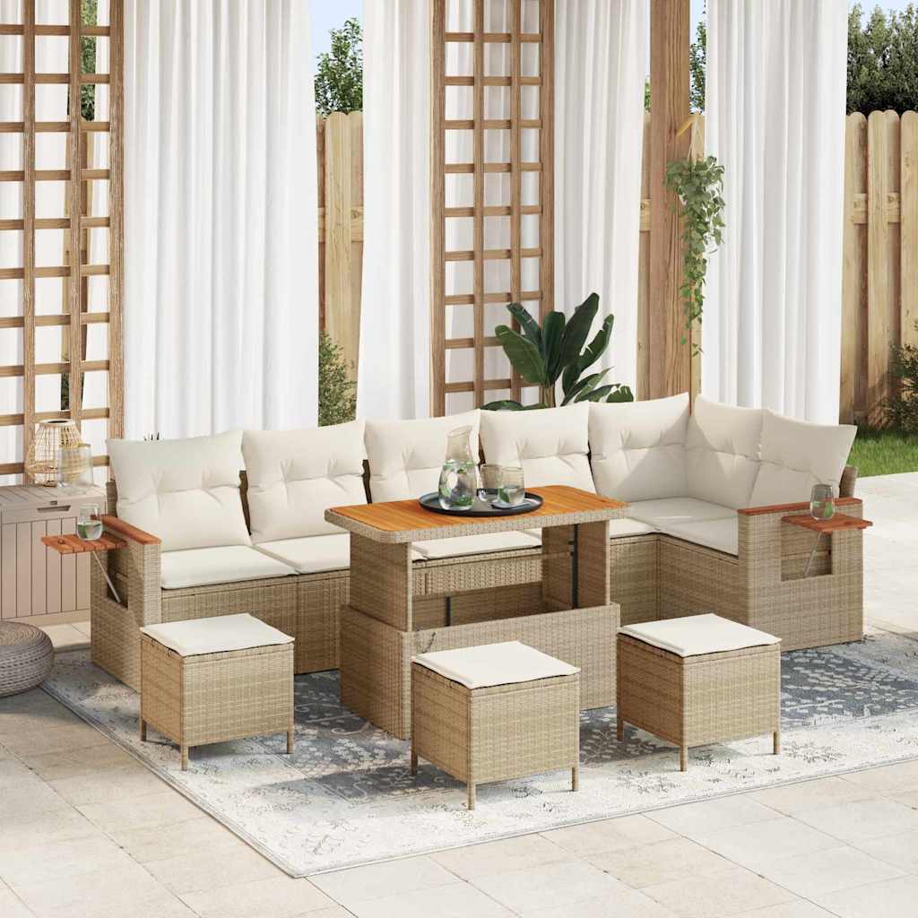 vidaXL Gartensofa-set mit Kissen 9 pcs Schwarz