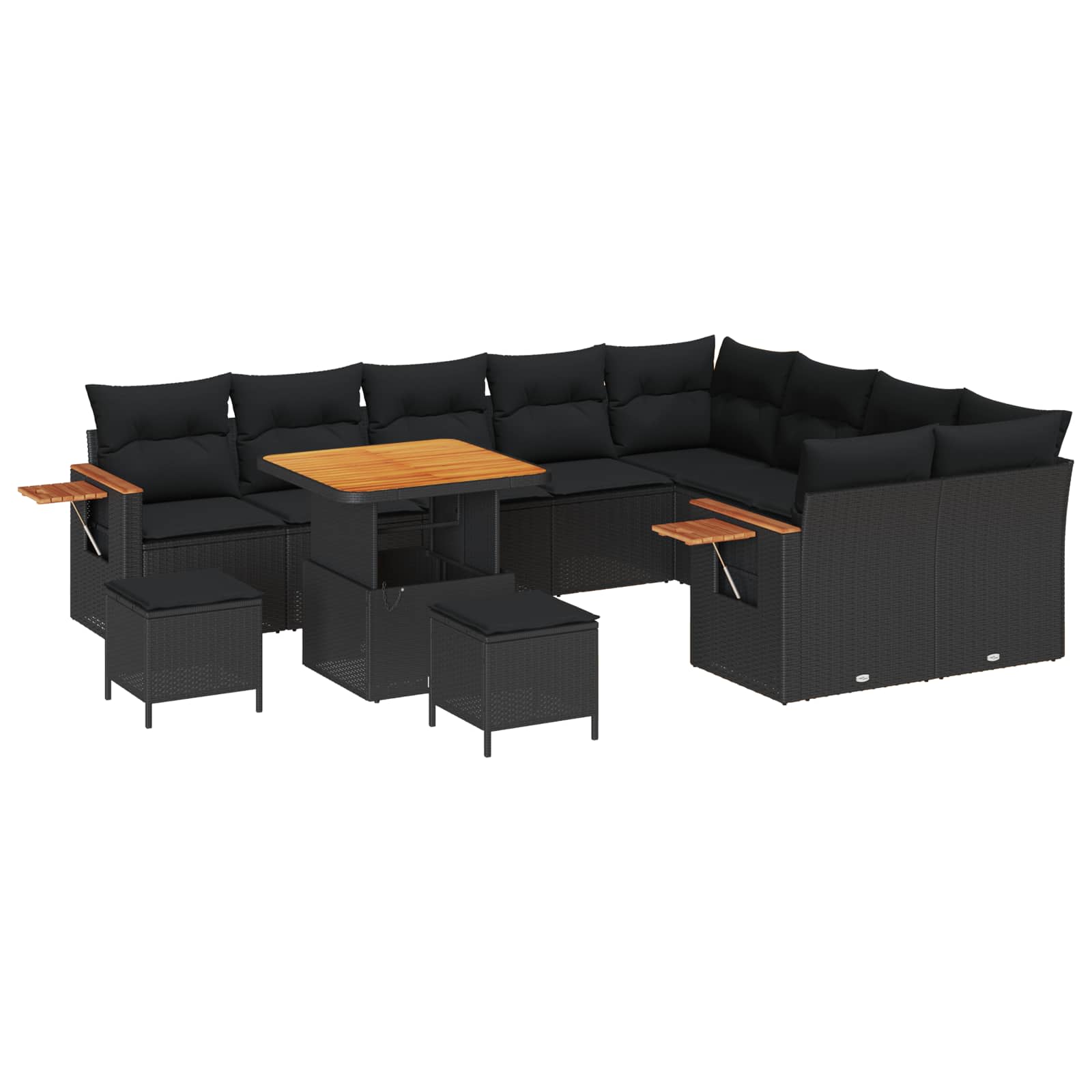vidaXL Gartensofa-set mit Kissen 12 pcs Schwarz