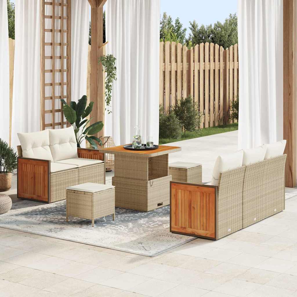 vidaXL Garten-Sofa-Set mit Kissen 8 pcs Schwarz