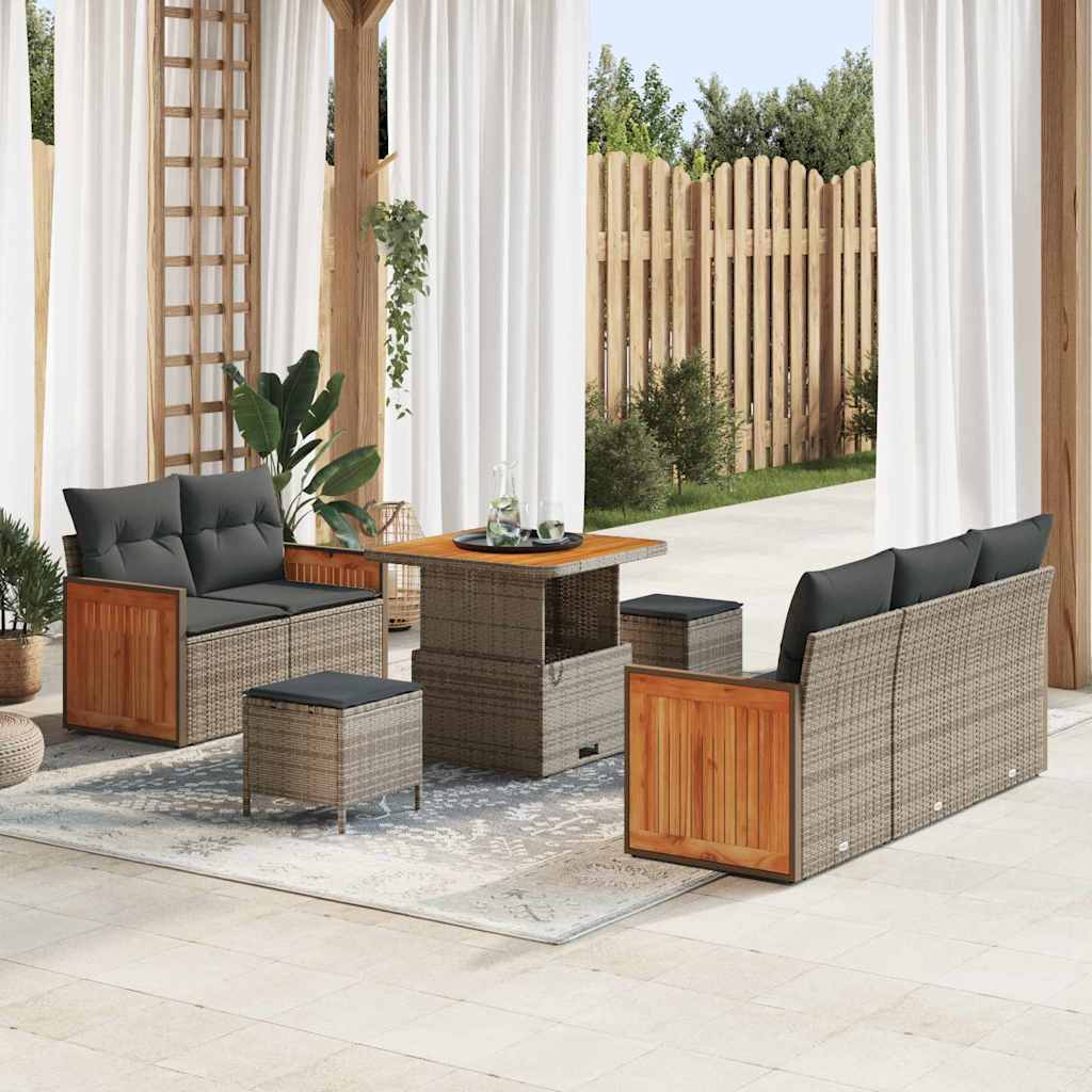 vidaXL Garten-Sofa-Set mit Kissen 8 pcs Schwarz