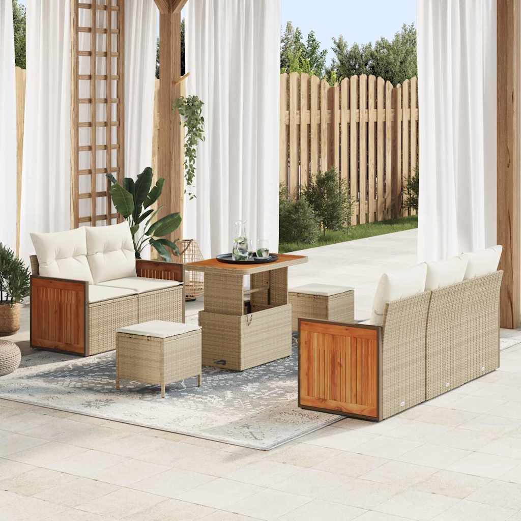 vidaXL Garten-Sofa-Set mit Kissen 8 pcs Schwarz