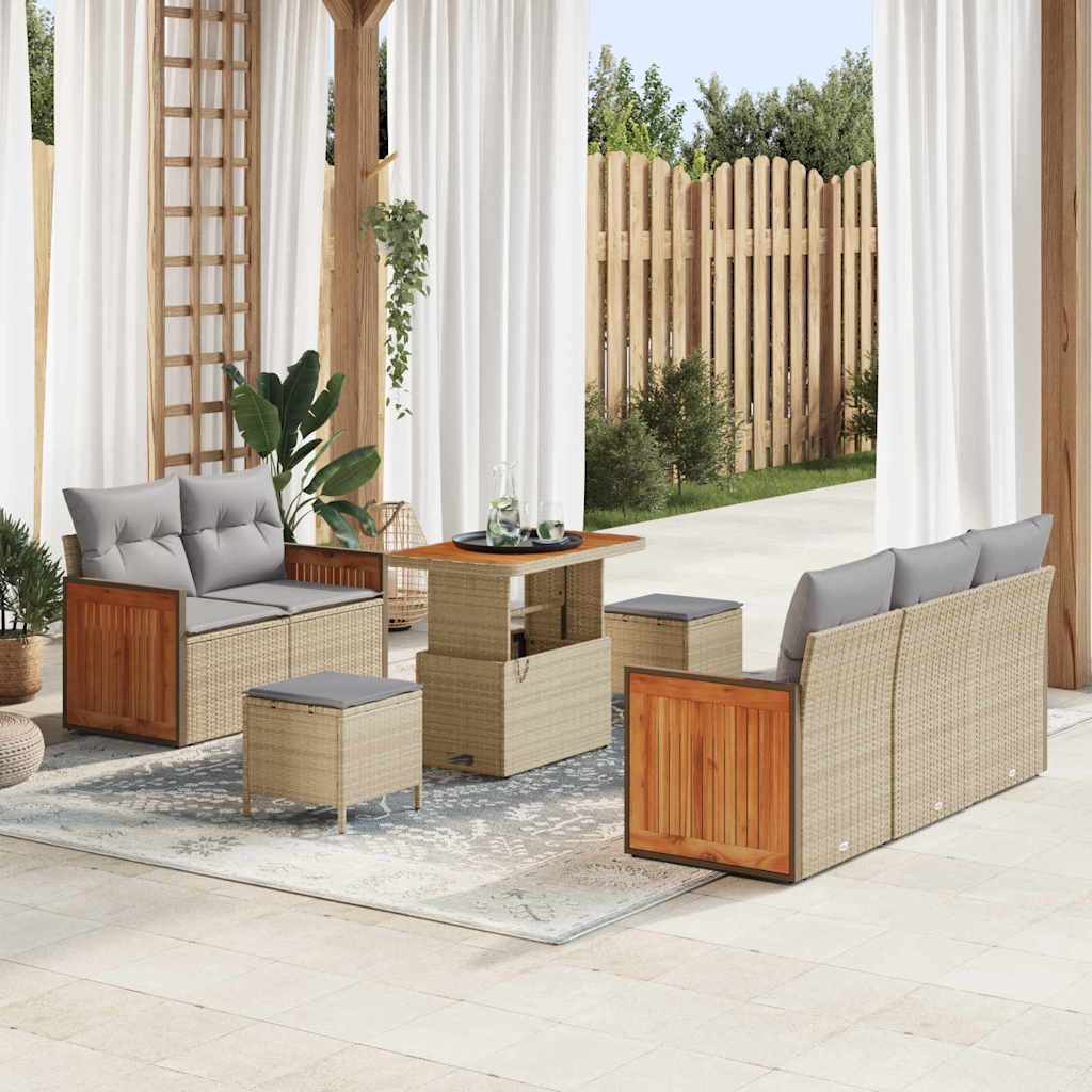 vidaXL Garten-Sofa-Set mit Kissen 8 pcs Schwarz