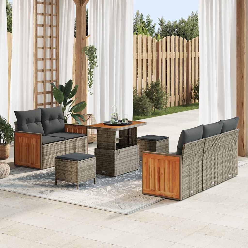 vidaXL Garten-Sofa-Set mit Kissen 8 pcs Schwarz