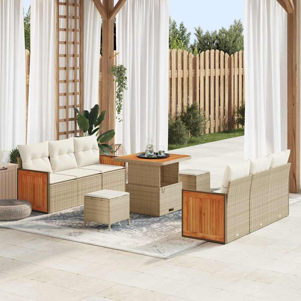 vidaXL Garten-Sofa-Set mit Kissen 9 pcs Schwarz