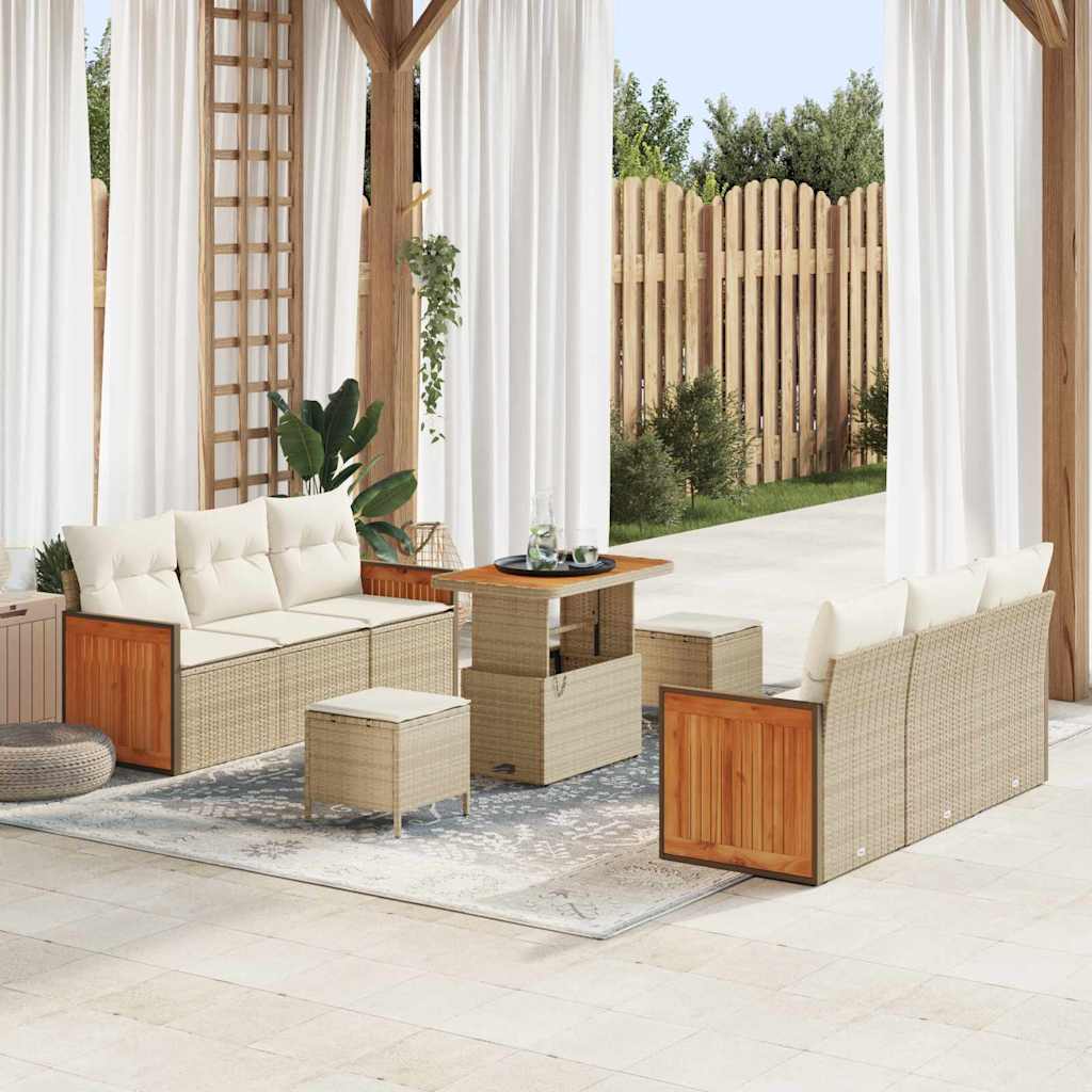 vidaXL Garten-Sofa-Set mit Kissen 9 pcs Schwarz