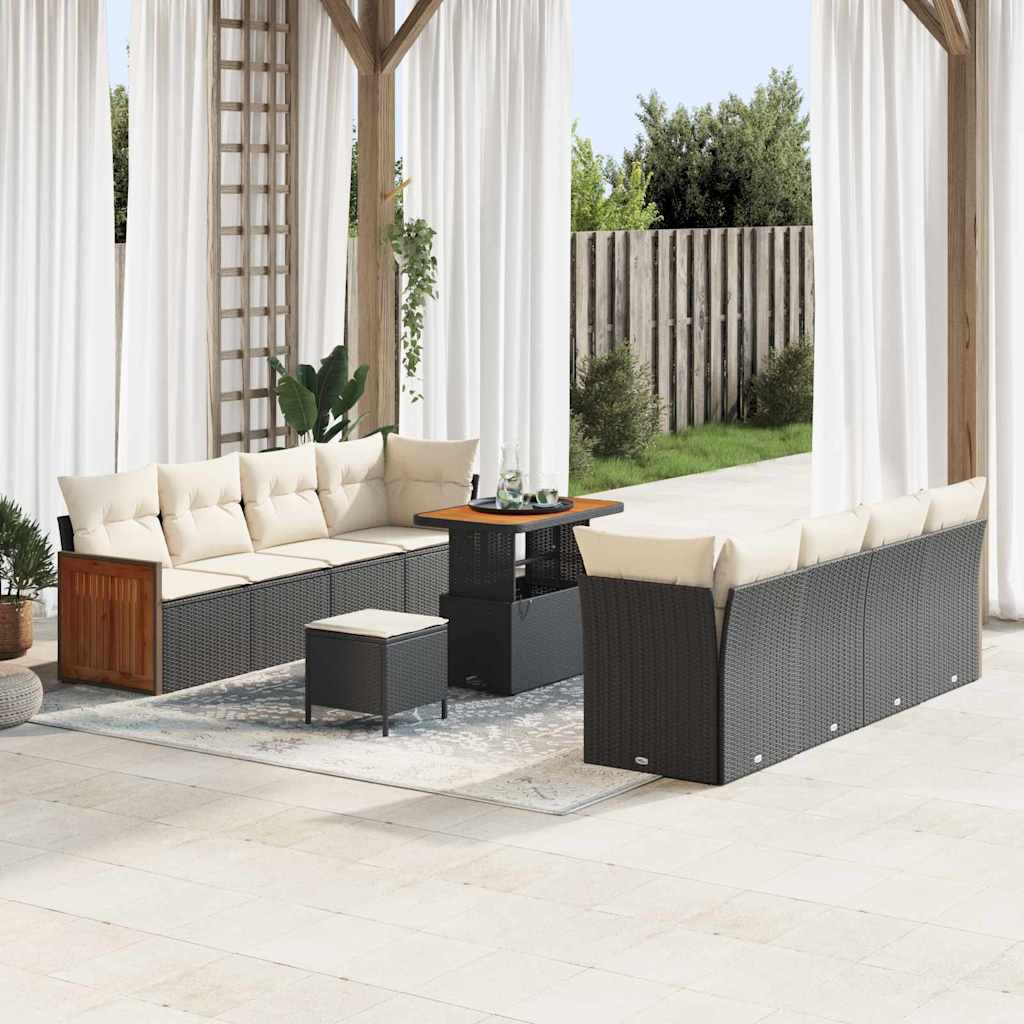 vidaXL Gartensofa-set mit Kissen 11 pcs Schwarz