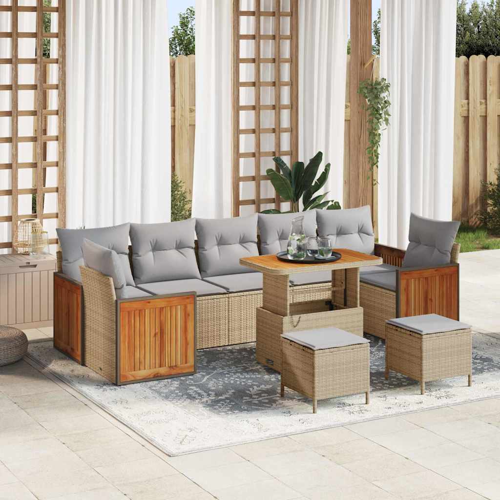vidaXL Garten-Sofa-Set mit Kissen 10 pcs Schwarz
