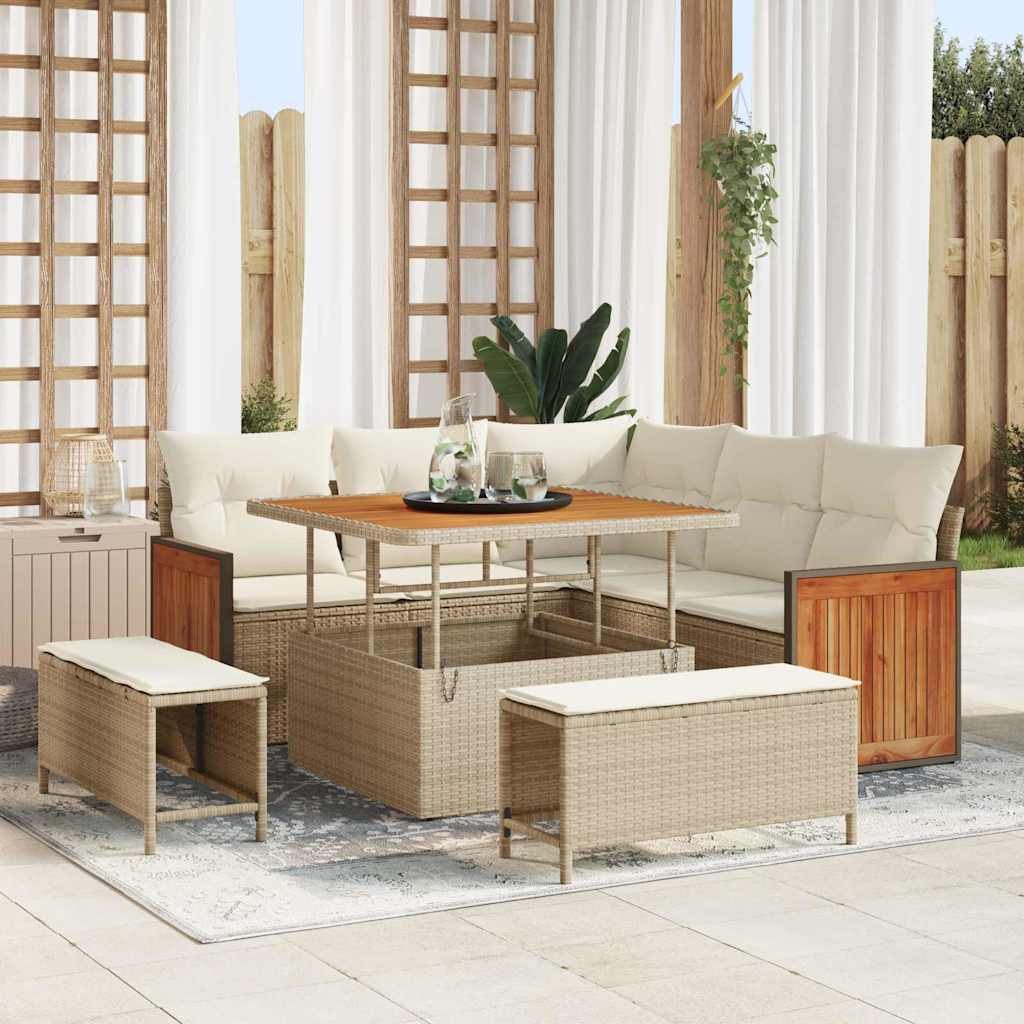 vidaXL Garten-Sofa-Set mit Kissen 8 pcs Schwarz