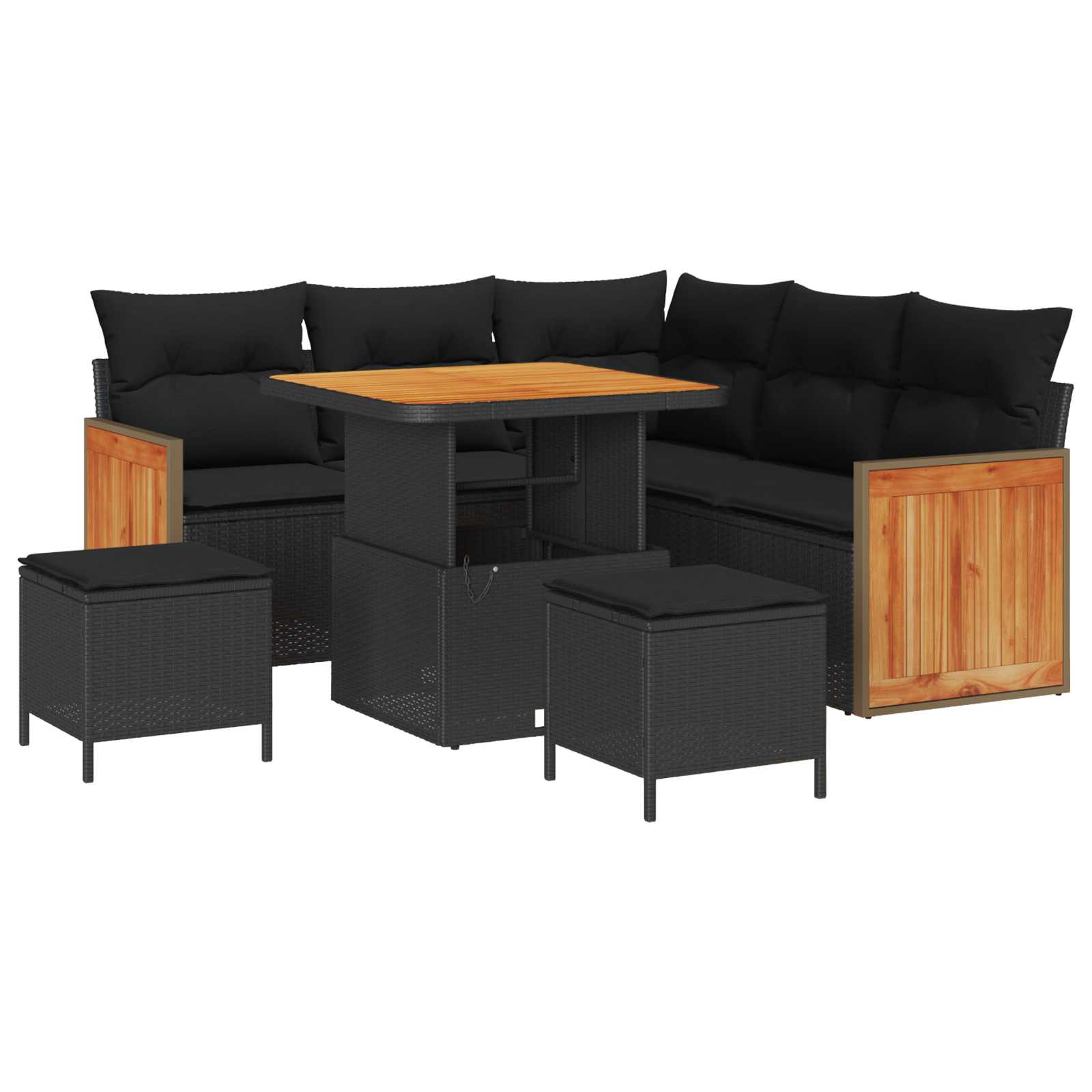 vidaXL Garten-Sofa-Set mit Kissen 8 pcs Schwarz