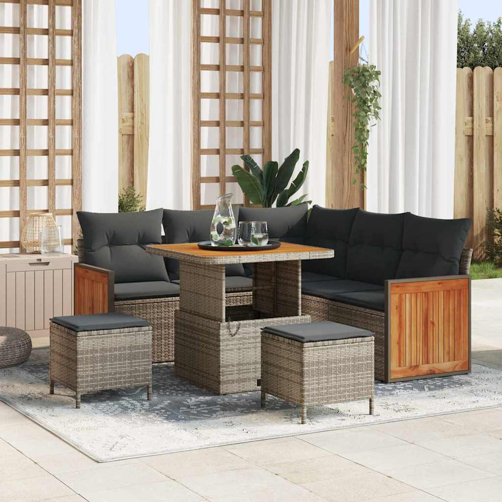 vidaXL Garten-Sofa-Set mit Kissen 8 pcs Schwarz