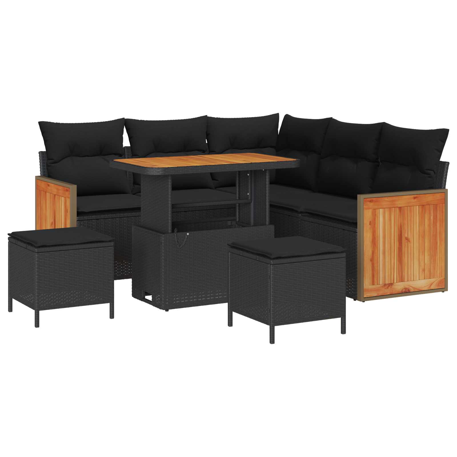 vidaXL Garten-Sofa-Set mit Kissen 8 pcs Schwarz