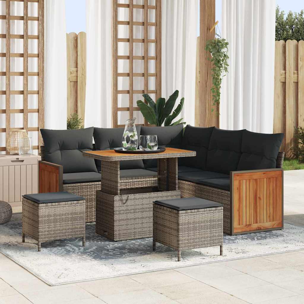 vidaXL Garten-Sofa-Set mit Kissen 8 pcs Schwarz
