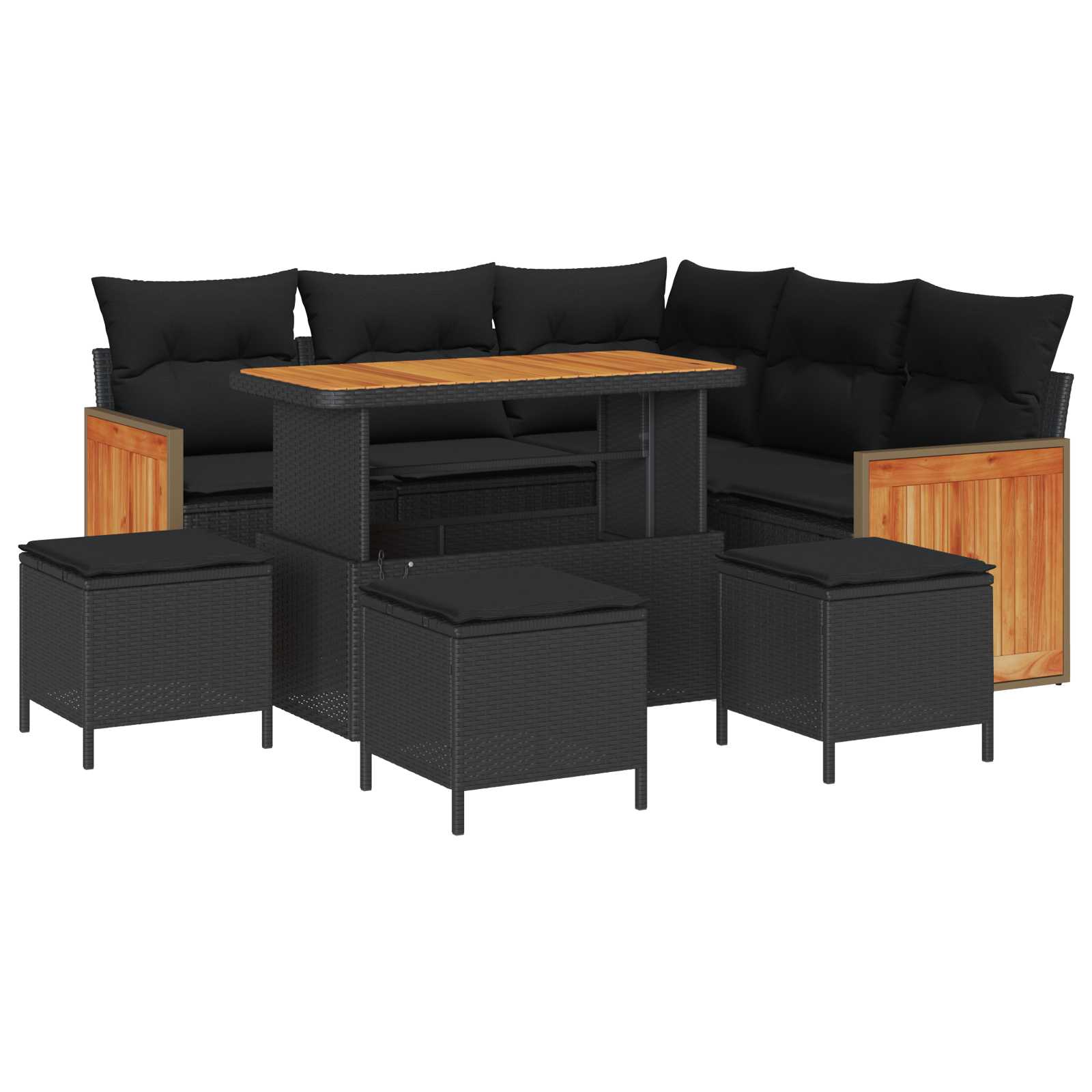 vidaXL Garten-Sofa-Set mit Kissen 8 pcs Schwarz