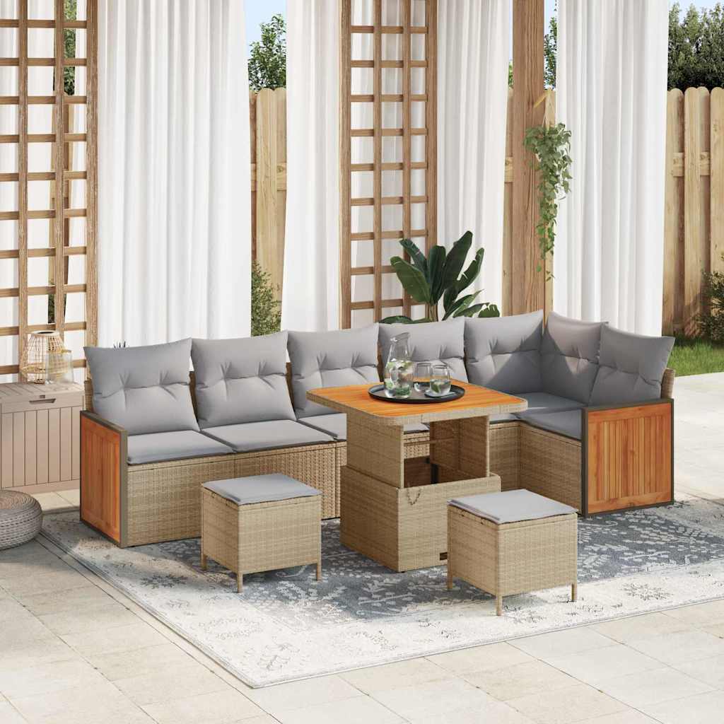 vidaXL Gartensofa-set mit Kissen 9 pcs Schwarz