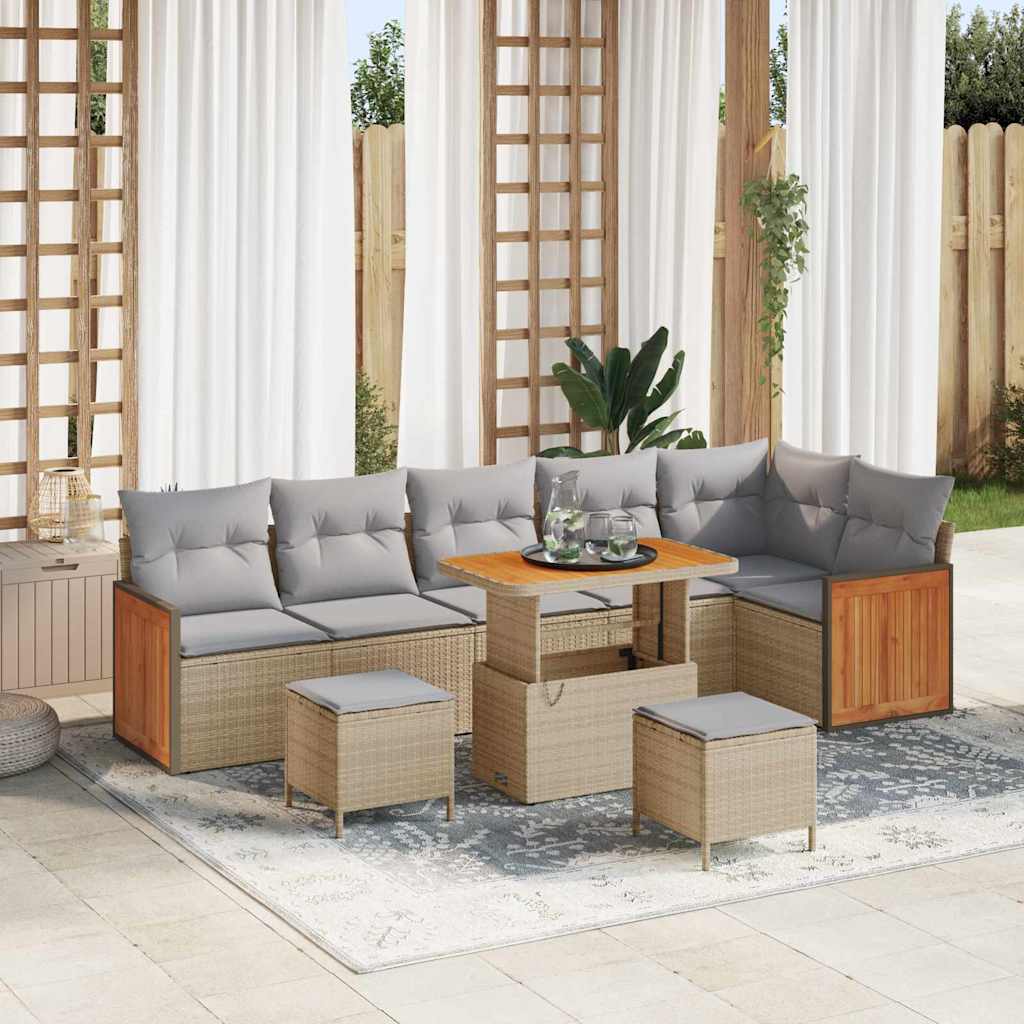 vidaXL Gartensofa-set mit Kissen 9 pcs Schwarz
