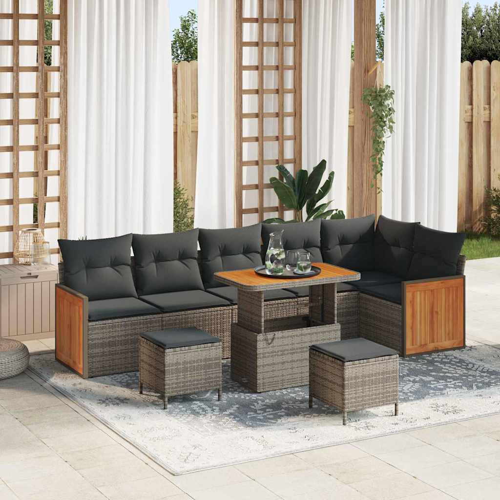 vidaXL Gartensofa-set mit Kissen 9 pcs Schwarz