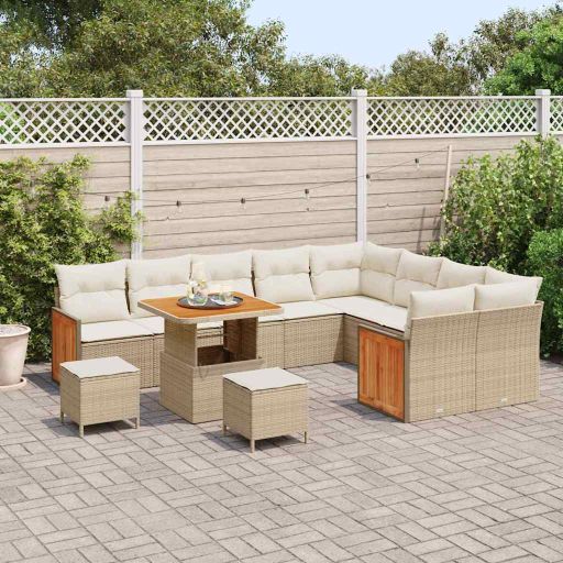 vidaXL Garten-Sofa-Set mit Kissen 12 pcs Schwarz 100 x 100 x 71 cm