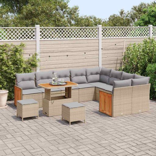 vidaXL Garten-Sofa-Set mit Kissen 12 pcs Schwarz 100 x 100 x 71 cm