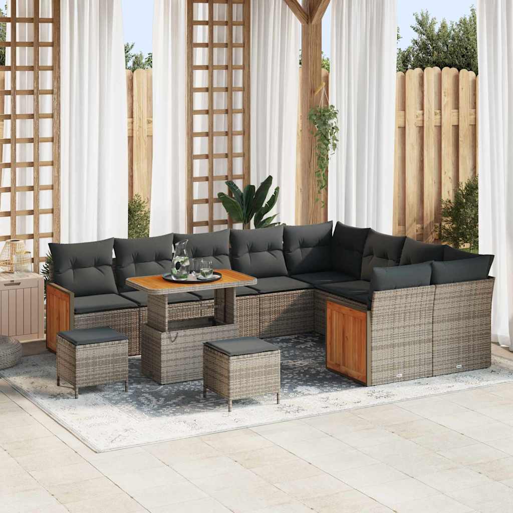 vidaXL Garten-Sofa-Set mit Kissen 12 pcs Schwarz 100 x 100 x 71 cm