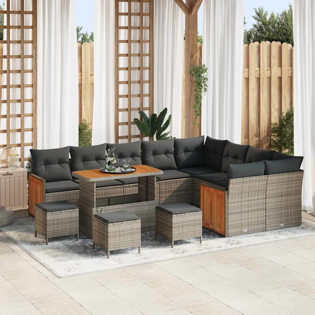 vidaXL Garten-Sofa-Set mit Kissen 12 pcs Schwarz 100 x 100 x 71 cm