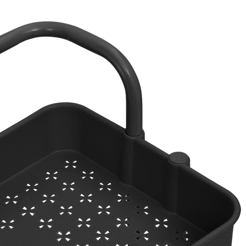 vidaXL Küchenwagen 3 Etagen Schwarz 42x35x85 cm Eisen und ABS