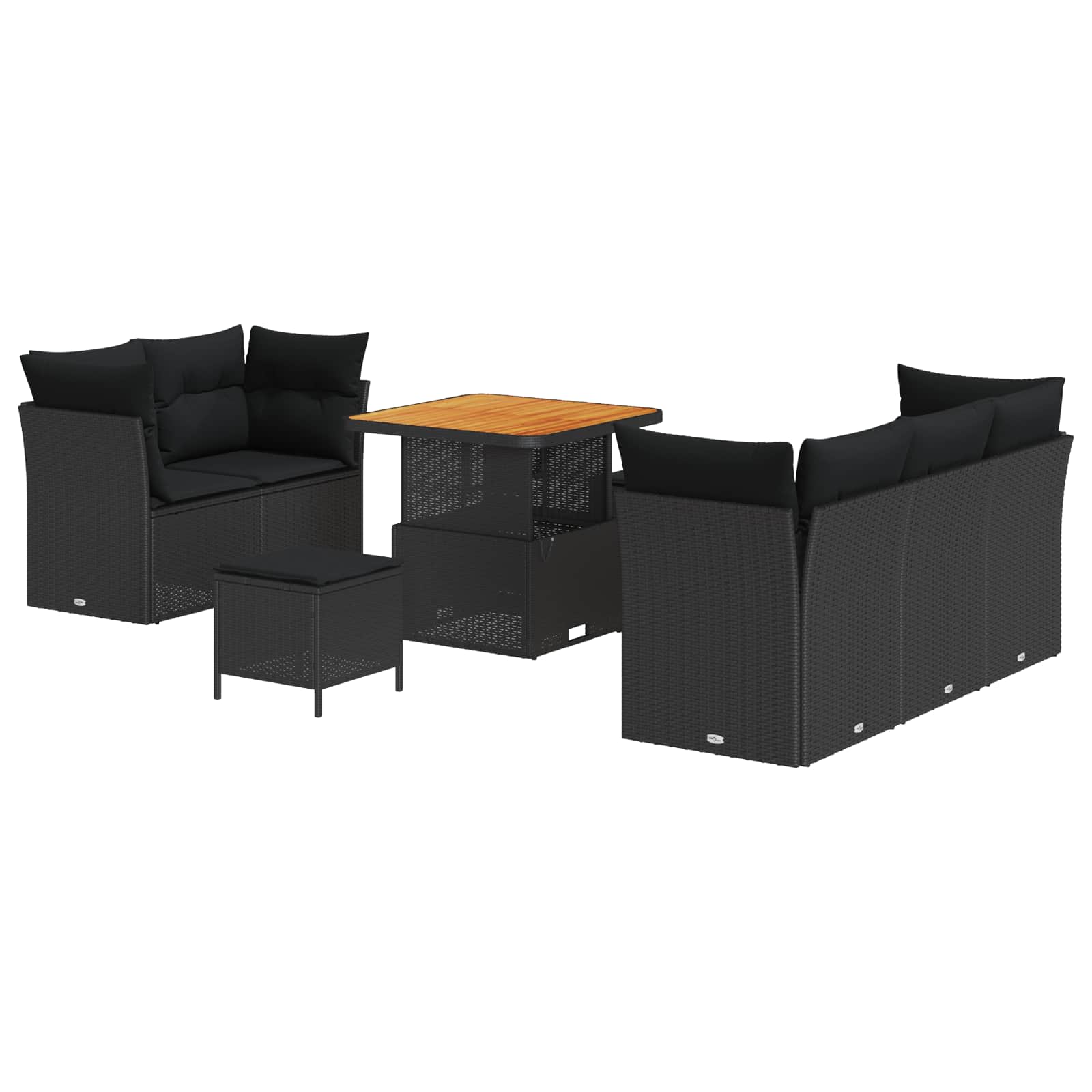 vidaXL Garten-Sofa-Set mit Kissen mit Speicher 8 pcs Schwarz