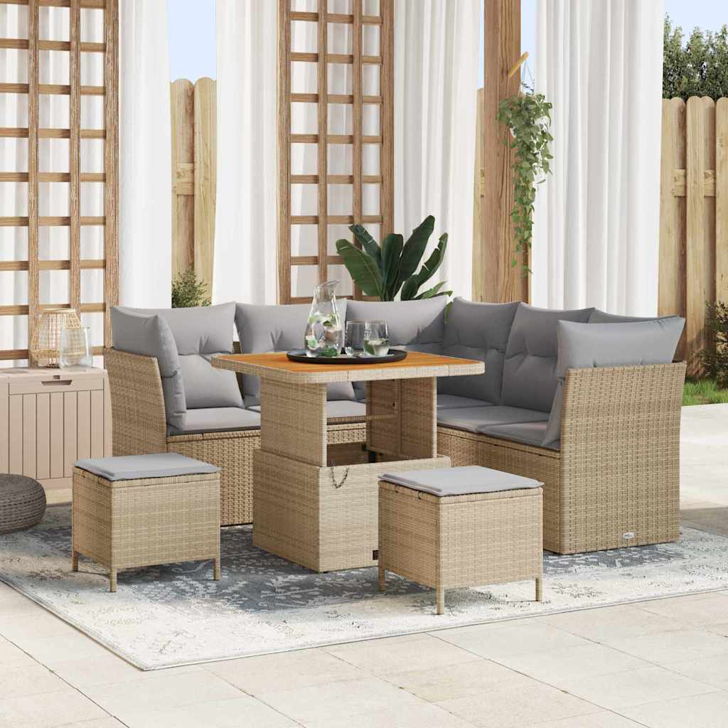 vidaXL Garten-Sofa-Set mit Kissen mit Speicher 8 pcs Schwarz