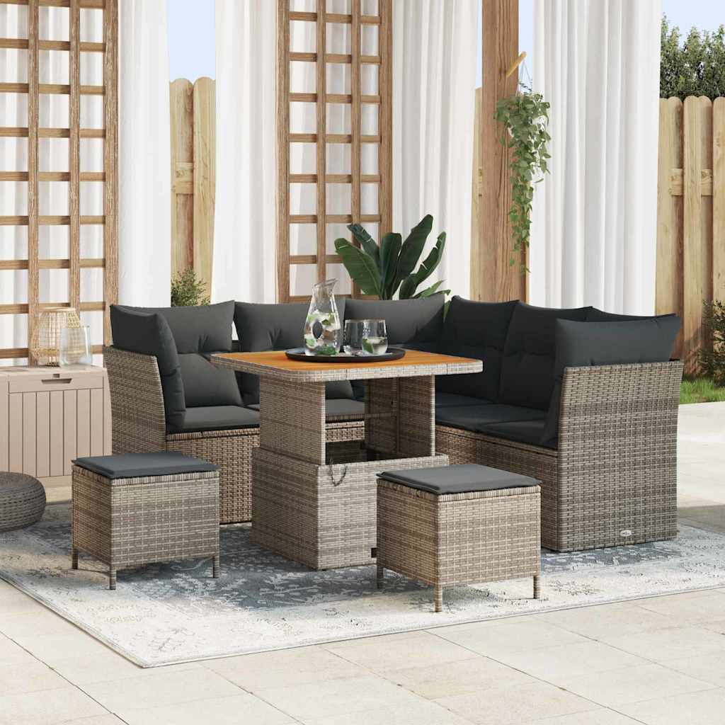 vidaXL Garten-Sofa-Set mit Kissen mit Speicher 8 pcs Schwarz