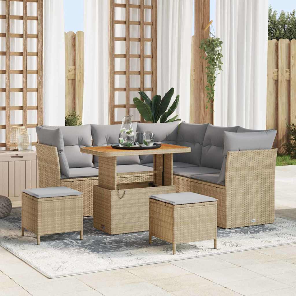 vidaXL Garten-Sofa-Set mit Kissen mit Speicher 8 pcs Schwarz