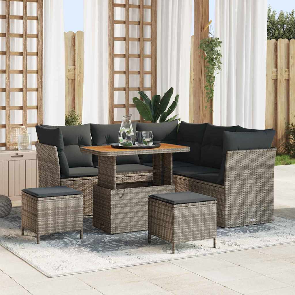 vidaXL Garten-Sofa-Set mit Kissen mit Speicher 8 pcs Schwarz
