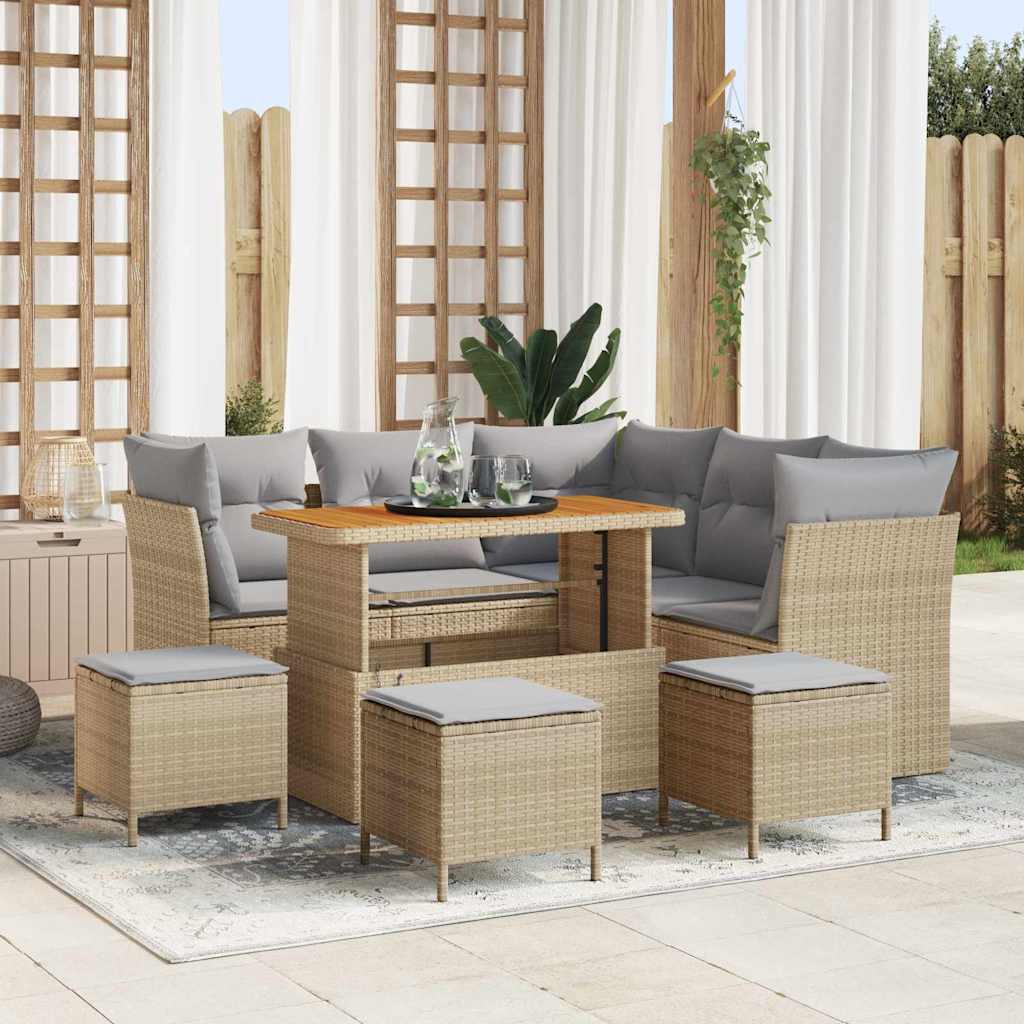vidaXL Garten-Sofa-Set mit Kissen mit Speicher 8 pcs Schwarz