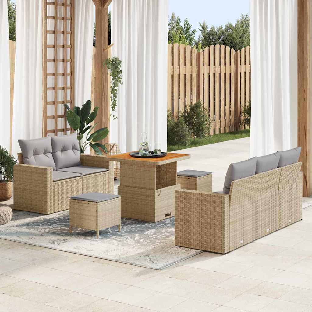 vidaXL Gartensofa-set mit Kissen 8 pcs Schwarz Poly-Rattan
