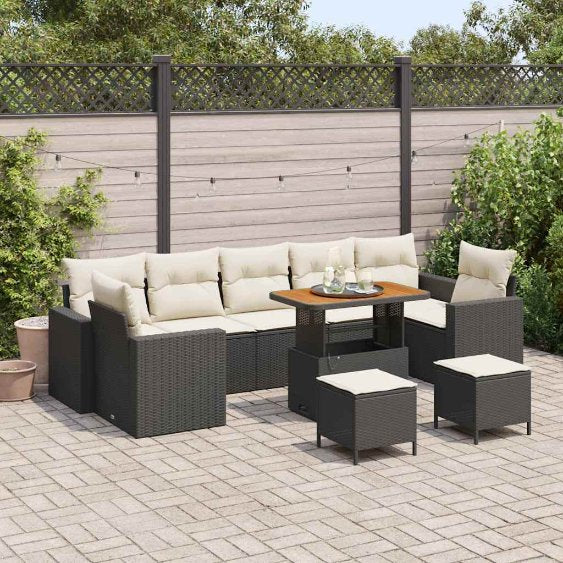 vidaXL Gartensofa-set mit Kissen 13 pcs Schwarz Poly-Rattan