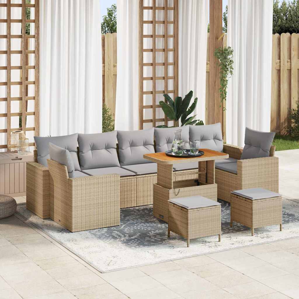 vidaXL Gartensofa-set mit Kissen 13 pcs Schwarz Poly-Rattan