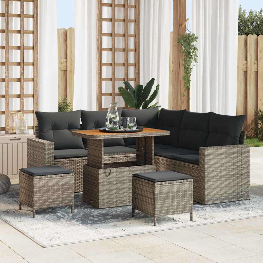 vidaXL Garten-Sofa-Set mit Kissen mit Speicher 8 pcs Schwarz