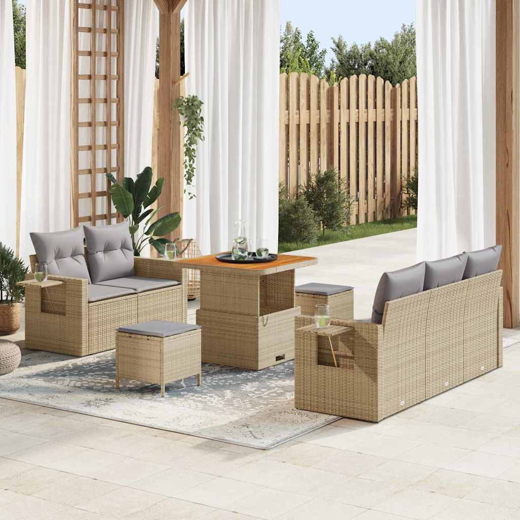 vidaXL Gartensofa-set mit Kissen 10 pcs Schwarz Poly-Rattan