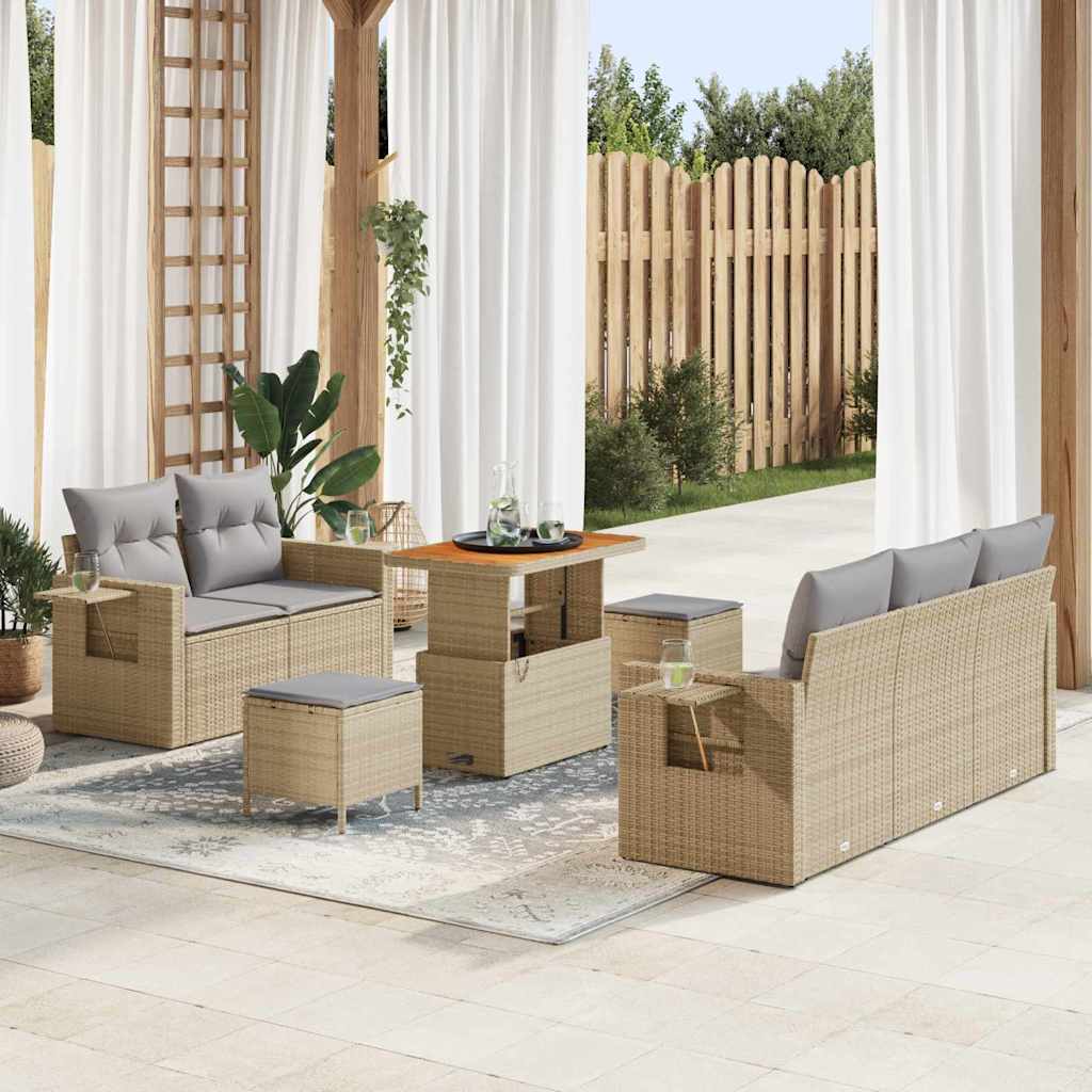 vidaXL Gartensofa-set mit Kissen 10 pcs Schwarz Poly-Rattan