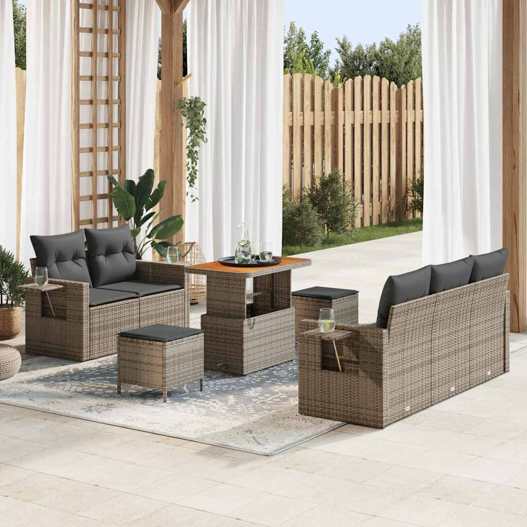 vidaXL Gartensofa-set mit Kissen 10 pcs Schwarz Poly-Rattan