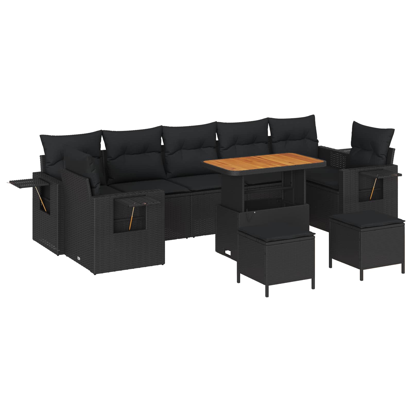 vidaXL Gartensofa-set mit Kissen Schwarz Poly-Rattan